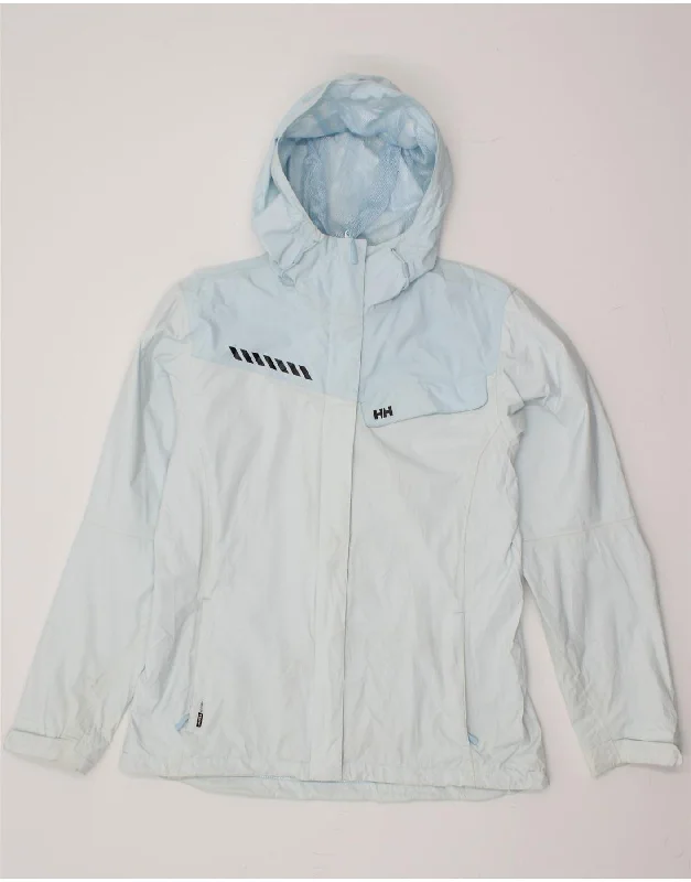 HELLY HANSEN Womens Hooded Rain Jacket UK 16 Large Blue Colourblock Plaid Jacket Tartan Jacket Houndstooth Jacket HELLY HANSEN Womens Hooded Rain Jacket UK 16 Large Blue Colourblock Plaid Jacket Tartan Jacket Houndstooth Jacket
