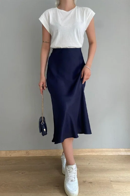 Satin Oblique Skirt linen skirt natural