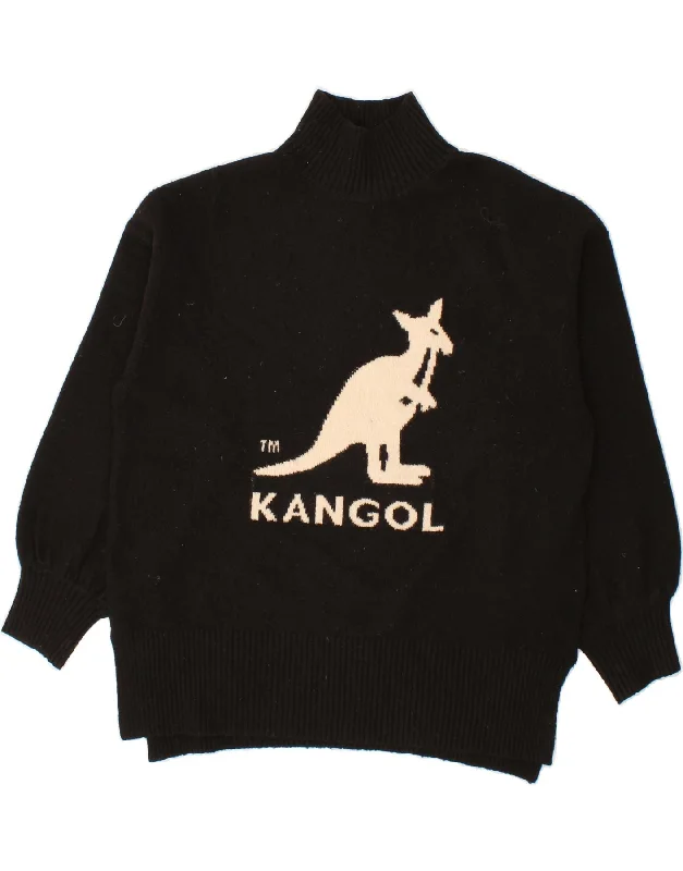 KANGOL Womens Graphic Turtle Neck Jumper Sweater UK 10 Small Black Satin Fabric Silk Fabric Chiffon Fabric KANGOL Womens Graphic Turtle Neck Jumper Sweater UK 10 Small Black Satin Fabric Silk Fabric Chiffon Fabric