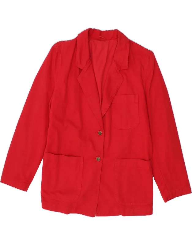 MARINA SPORT Womens 2 Button Blazer Jacket Size 17 Small Red Satin Jacket Silk Jacket Chiffon Jacket