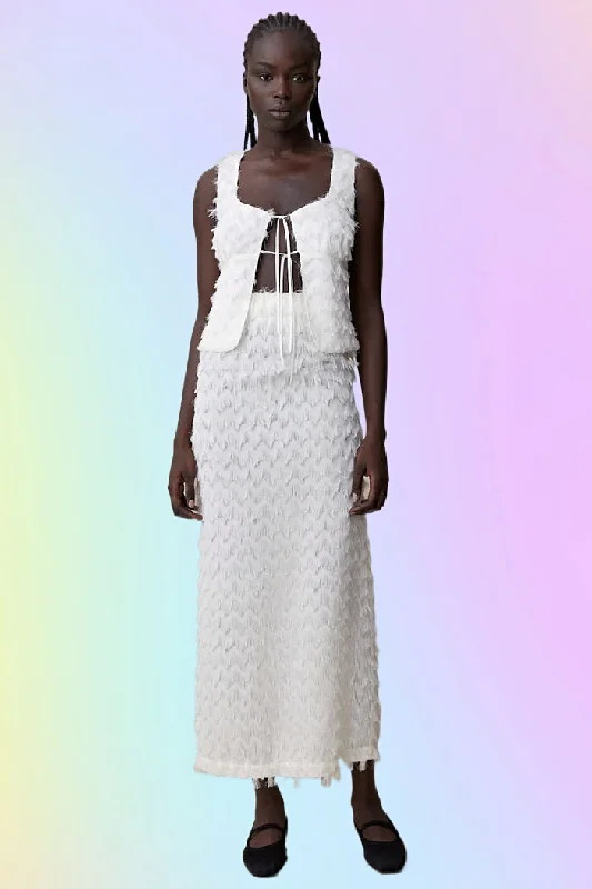 BLANCA STUDIO Womens Lazlo Maxi Skirt - White silk skirt lustrous