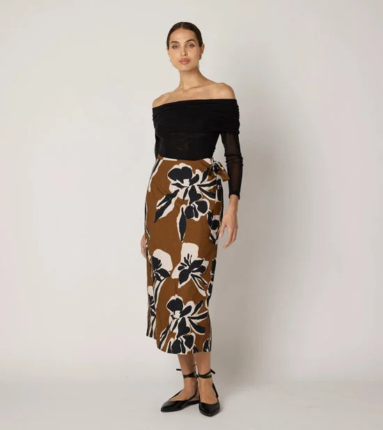 Camilla Midi Skirt - Smoked Clover velvet skirt glossy