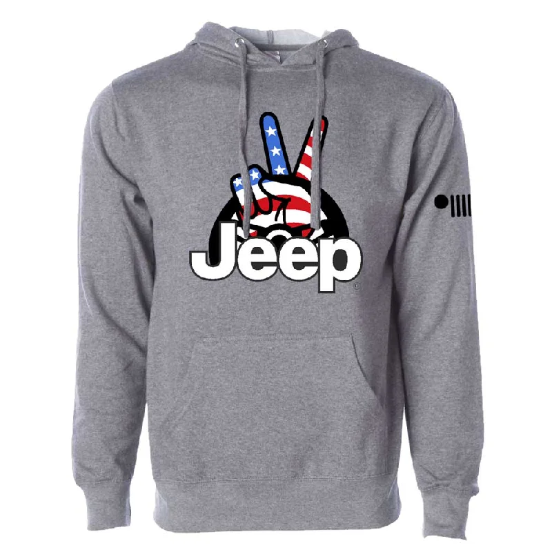 Mens/Unisex Jeep® Wave Hoodie - Graphite Heather Graphic Hoodie Design Print