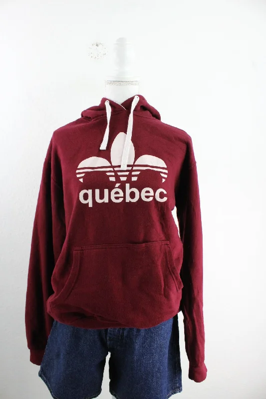 Vintage Quebec Hoodie (M) Hoodie with Hem Frayed Vintage Worn