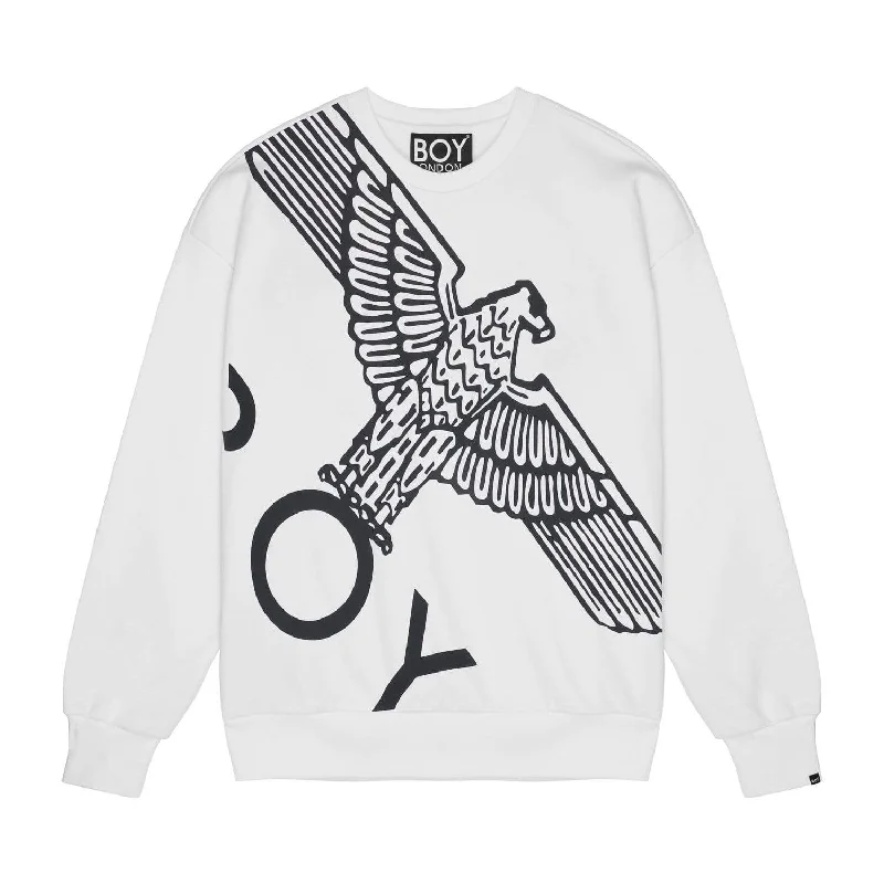 BOY WINGSPAN SWEATSHIRT WOMENS - WHITE/BLACK Hoodie with Patch Decorative Personalized