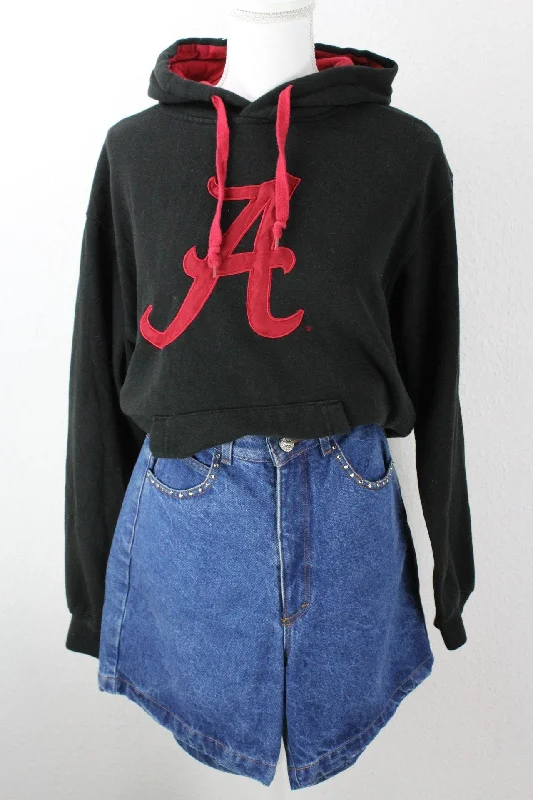 Vintage Alabama Hoodie (L) Hoodie with Hem Raw Edge Edgy Unfinished