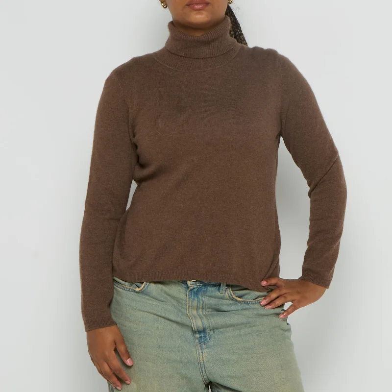 Polo Neck Fine Gauge Sweater - M Thin Thick Dense