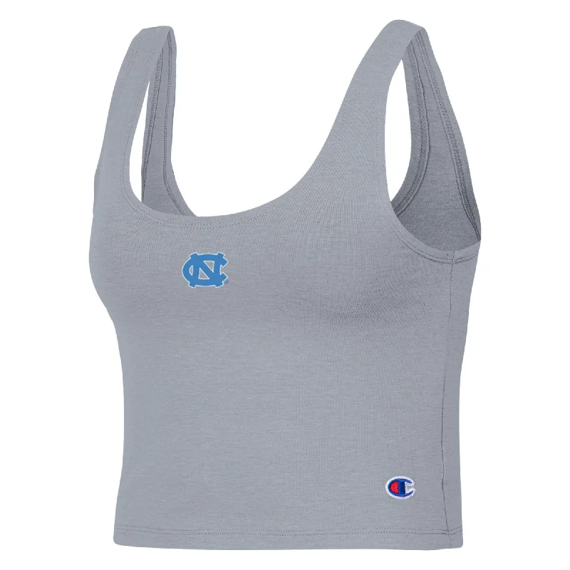 North Carolina Tar Heels Scoop Neck Crop Tank Top in Grey - Limited Edition basic tank top