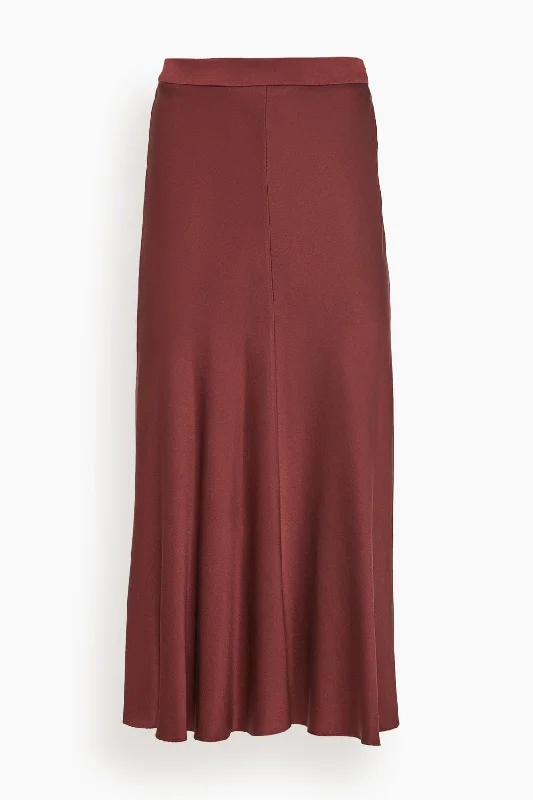 Essential Silk Satin Skirt in Cacao velvet skirt plush
