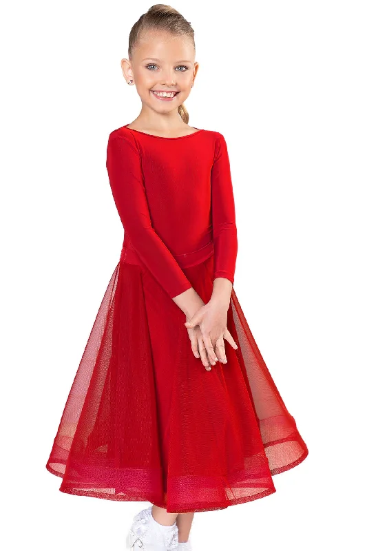 Dance America JR-S2 Girls Regulation Long Ballroom Skirt Available in Mesh, Burnout Velvet, or Lace in Stock silk skirt smooth