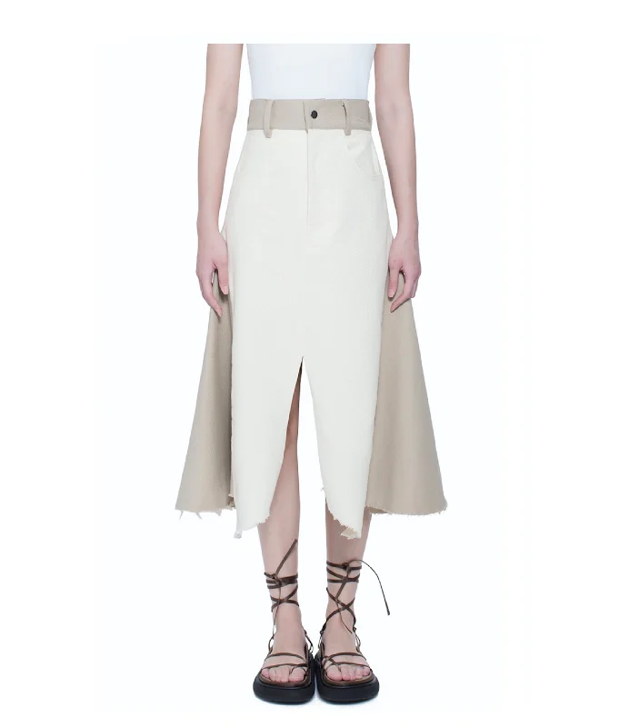 Asymmetric Hem with Panel Skirt maxi skirt elegant