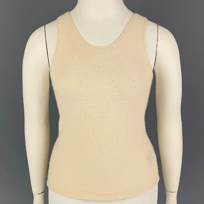 GIORGIO ARMANI Size 8 Cream Rayon Cashmere Tank Top black tank top