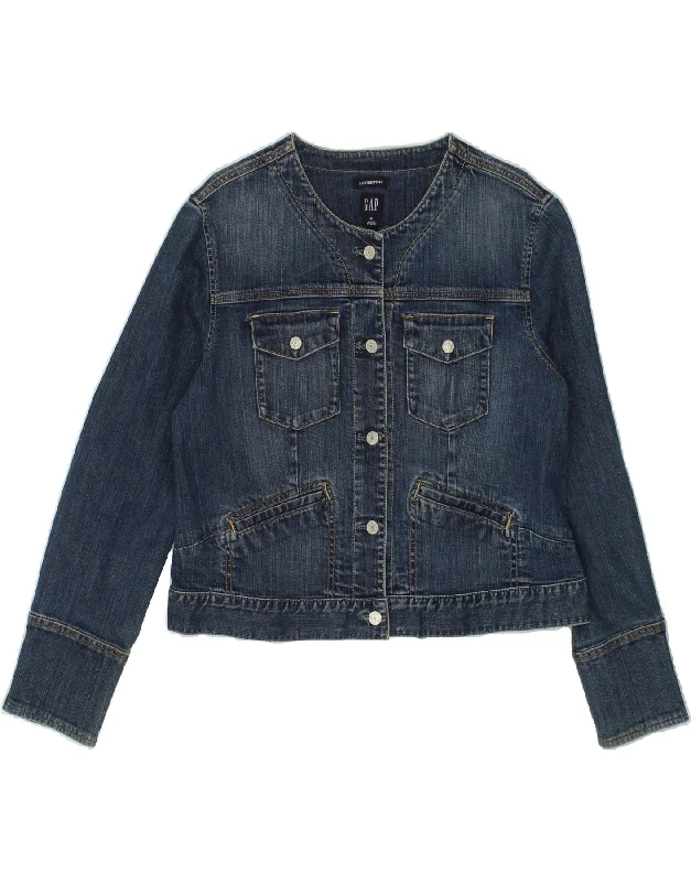 GAP Womens Kiss Crop Graphic Denim Jacket UK 18 XL Blue Cotton Hoodie Zip-Up Jacket Button-Up Jacket GAP Womens Kiss Crop Graphic Denim Jacket UK 18 XL Blue Cotton Hoodie Zip-Up Jacket Button-Up Jacket