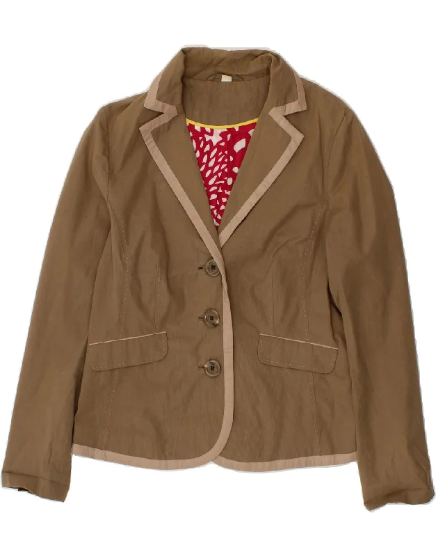 VINTAGE Womens 3 Button Blazer Jacket UK 12 Medium Brown Cotton Cotton Jacket Linen Jacket Terry Jacket VINTAGE Womens 3 Button Blazer Jacket UK 12 Medium Brown Cotton Cotton Jacket Linen Jacket Terry Jacket