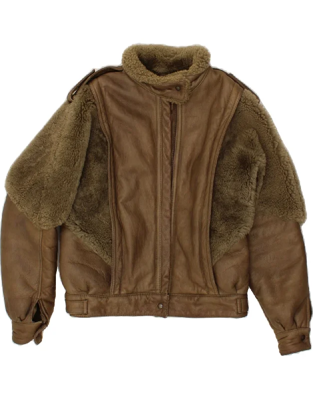 ROBRIK Womens Shearling Jacket IT 44 Medium Khaki Shearling Knit Fabric Woven Fabric Fleece Fabric ROBRIK Womens Shearling Jacket IT 44 Medium Khaki Shearling Knit Fabric Woven Fabric Fleece Fabric