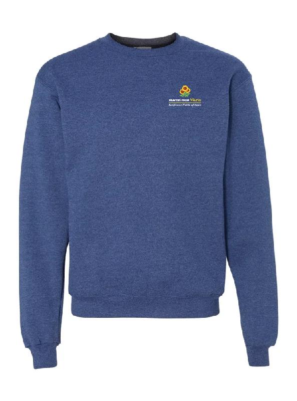 Sweatshirt: Crew Neck Hope Sweatshirt, Royal Blue Heather Hoodie with Hidden Zipper Minimalist Clean Sweatshirt: Crew Neck Hope Sweatshirt, Royal Blue Heather Hoodie with Hidden Zipper Minimalist Clean