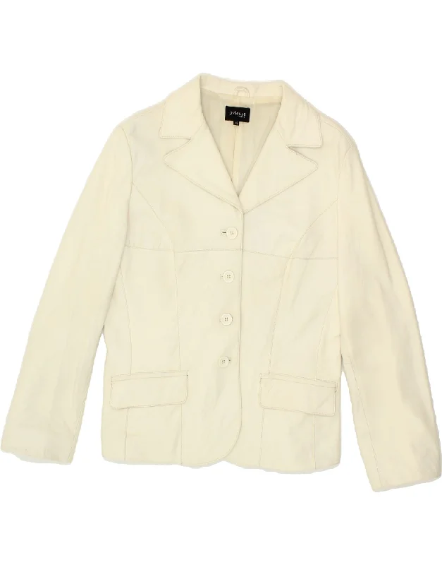 OVIESSE Womens 4 Button Blazer Jacket IT 46 Large Off White Leather Chenille Jacket Brocade Jacket Lace Jacket OVIESSE Womens 4 Button Blazer Jacket IT 46 Large Off White Leather Chenille Jacket Brocade Jacket Lace Jacket