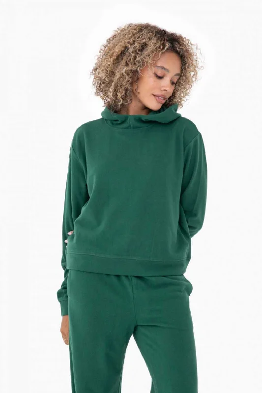 Women's Mono B | Comfort Blend Fleece Hoodie Pullover | Hunter Green Hoodie with Puffed Sleeves Voluminous Trendy Women's Mono B | Comfort Blend Fleece Hoodie Pullover | Hunter Green Hoodie with Puffed Sleeves Voluminous Trendy
