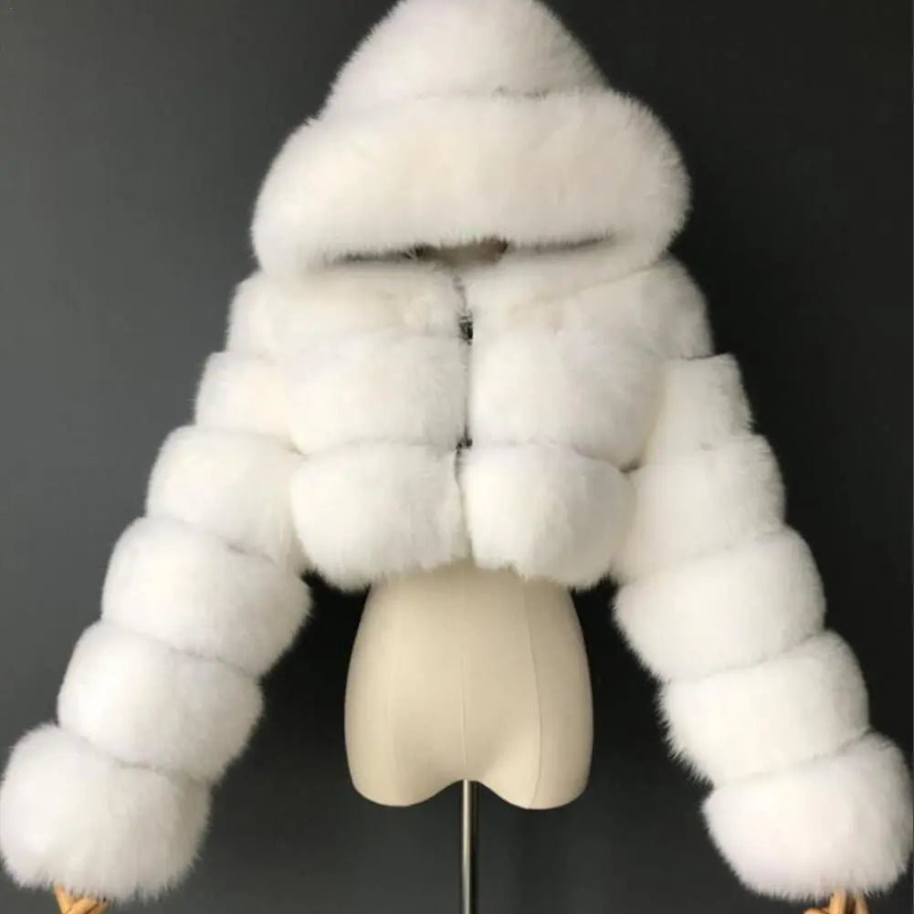 Winter Warm Fashion Hooded Faux Fur Coat Women S-3XL Furry Overcoat Elegant Plush Crop Jacket Femme Color Daily Casual Nylon Fabric Polyester Fabric Spandex Fabric Winter Warm Fashion Hooded Faux Fur Coat Women S-3XL Furry Overcoat Elegant Plush Crop Jacket Femme Color Daily Casual Nylon Fabric Polyester Fabric Spandex Fabric