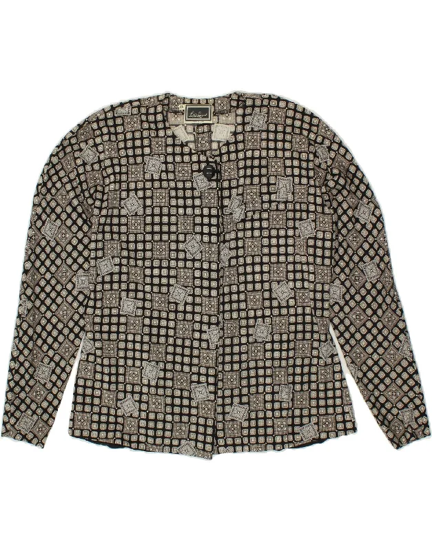 LUISA SPAGNOLI Womens 1 Button Blazer Jacket IT 44 Medium Grey Geometric Satin Jacket Silk Jacket Chiffon Jacket