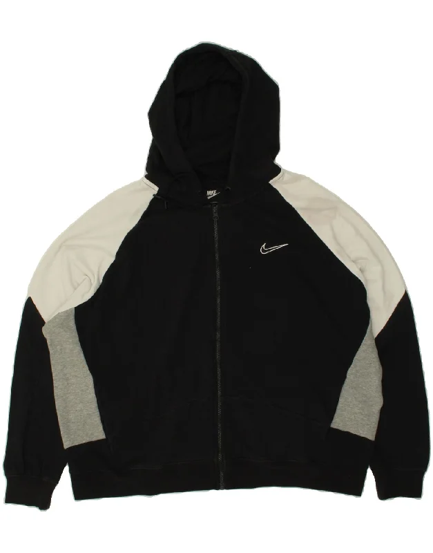 NIKE Womens Oversized Zip Hoodie Sweater UK 18 XL Black Colourblock Cotton Satin Fabric Silk Fabric Chiffon Fabric NIKE Womens Oversized Zip Hoodie Sweater UK 18 XL Black Colourblock Cotton Satin Fabric Silk Fabric Chiffon Fabric