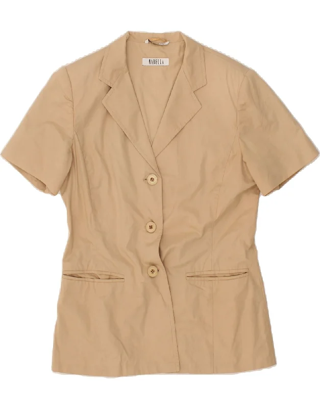 MARELLA Womens Short Sleeve Blazer Jacket UK 14 Medium Beige Nylon Jacket Polyester Jacket Spandex Jacket MARELLA Womens Short Sleeve Blazer Jacket UK 14 Medium Beige Nylon Jacket Polyester Jacket Spandex Jacket