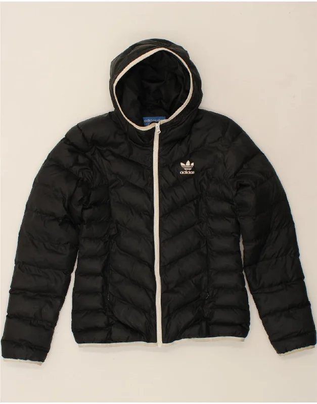 ADIDAS Womens Hooded Padded Jacket UK 12 Medium Black Polyester Hoodie Zip-Up Jacket Button-Up Jacket ADIDAS Womens Hooded Padded Jacket UK 12 Medium Black Polyester Hoodie Zip-Up Jacket Button-Up Jacket