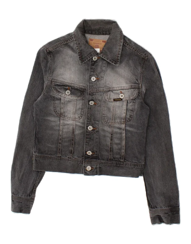 CASUCCI Womens Crop Denim Jacket UK 10 Small Grey Cotton Herringbone Jacket Houndstooth Jacket Plaid Jacket CASUCCI Womens Crop Denim Jacket UK 10 Small Grey Cotton Herringbone Jacket Houndstooth Jacket Plaid Jacket