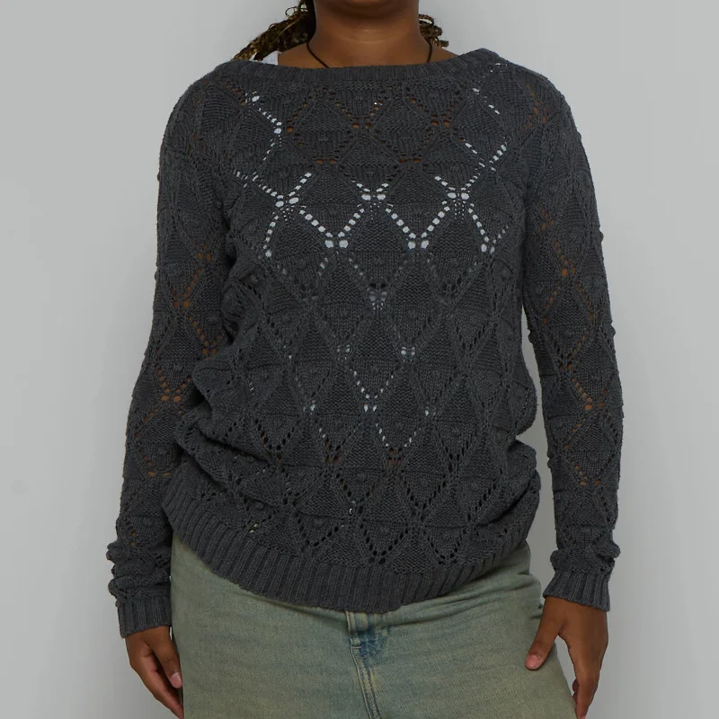 Tommy Hilfiger Diamond Pointelle Sweater - M Embroidered Appliqued Beaded