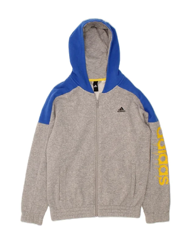 ADIDAS Womens Graphic Zip Hoodie Sweater UK 16 Large Grey Colourblock Fitted Loose Oversized ADIDAS Womens Graphic Zip Hoodie Sweater UK 16 Large Grey Colourblock Fitted Loose Oversized