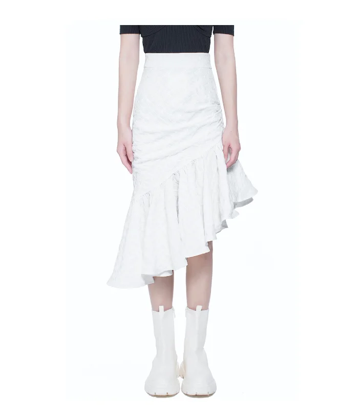 Asymmetric Ruffles Skirt a-line skirt cut