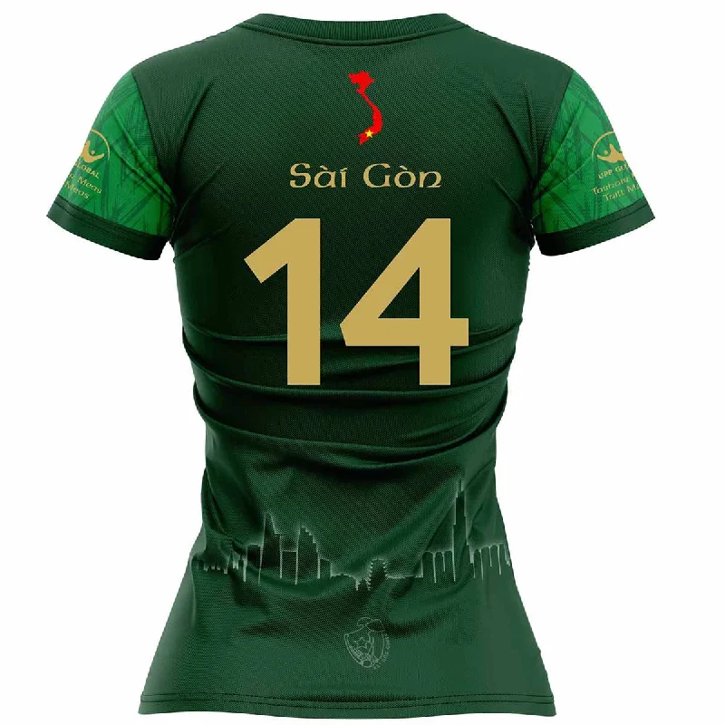 Mc Keever Saigon Gaels GAA Numbered Away Jersey - Womens - Green Short Sleeve Jersey Top