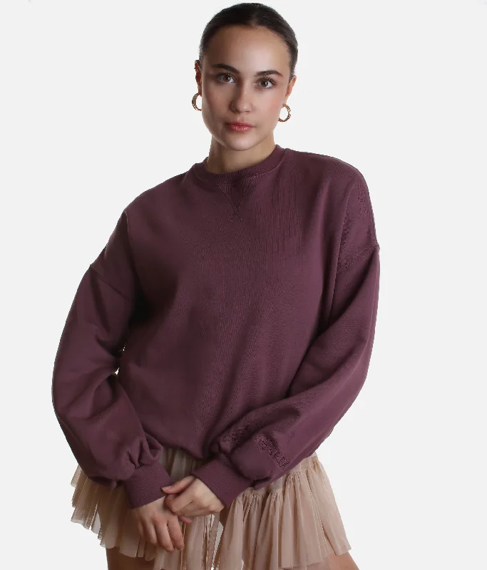 Merlot CLOUD SWEATER - Oversized Crewneck for Cozy Comfort Terry Blend Velvet Blend Canvas Blend