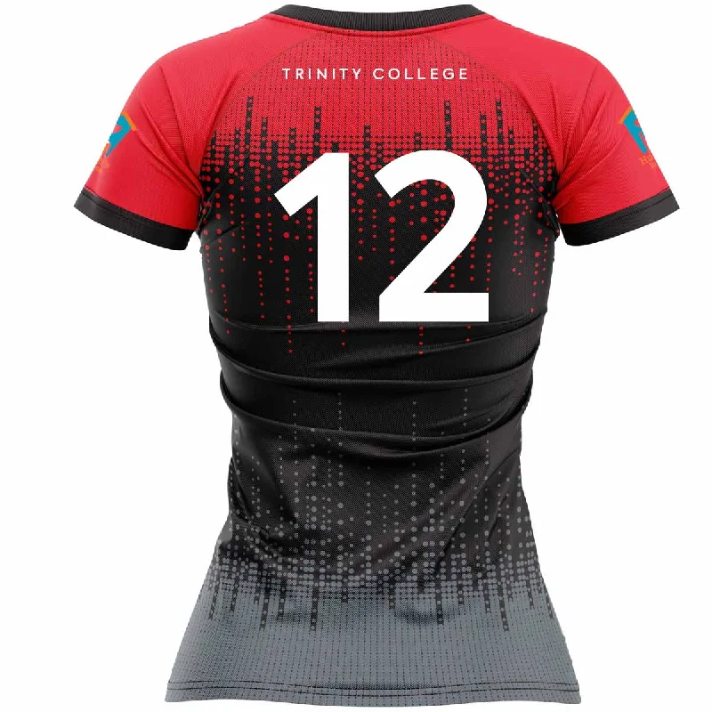 Mc Keever Trinity College Dublin Camogie Numbered Playing Jersey - Womens - Black/Red Navy Blue Jersey Tee