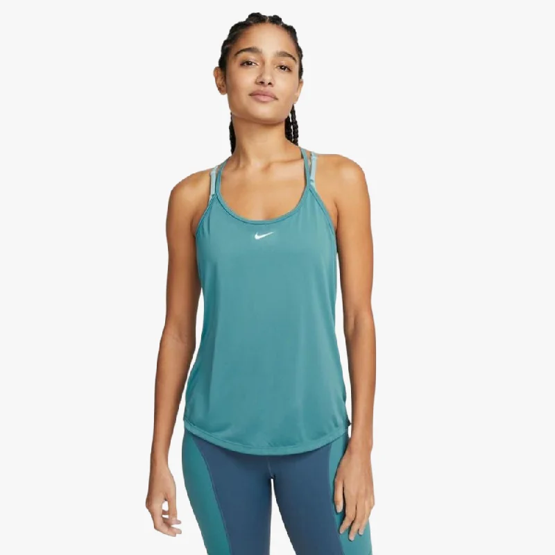 Nike Womens Dri-Fit One Elastika Standard Fit Tank Top Aqua ivory tank top