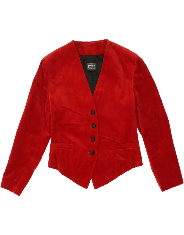 BENETTON Womens 4 Button Blazer Jacket IT 42 Medium Red Cotton Fleece Jacket Down Jacket Feather Jacket BENETTON Womens 4 Button Blazer Jacket IT 42 Medium Red Cotton Fleece Jacket Down Jacket Feather Jacket