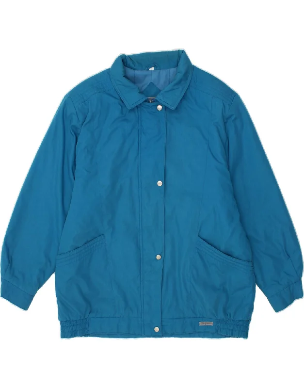 VINTAGE Womens Windbreaker Jacket UK 16 Large Blue Polyester Front Pockets Side Pockets Patch Pockets VINTAGE Womens Windbreaker Jacket UK 16 Large Blue Polyester Front Pockets Side Pockets Patch Pockets