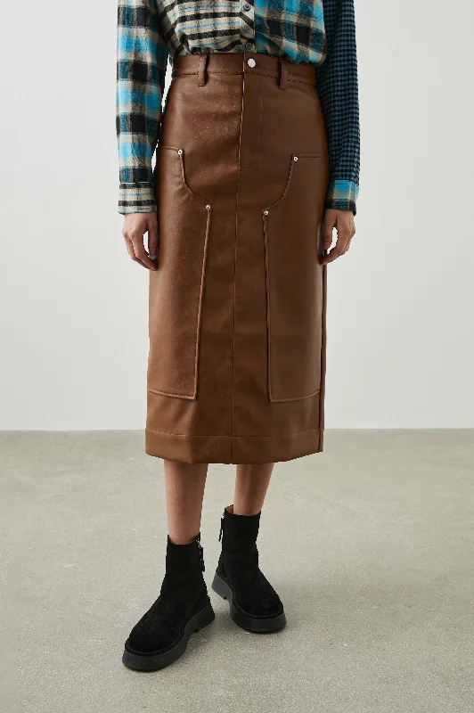 AMOS SKIRT - RUSSET pleated skirt texture