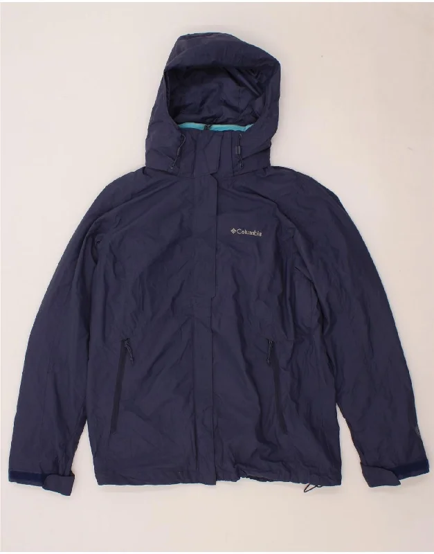 COLUMBIA Womens Omni-Heat Hooded Windbreaker Jacket UK 14 Medium Navy Blue Hoodie Zip-Up Jacket Button-Up Jacket COLUMBIA Womens Omni-Heat Hooded Windbreaker Jacket UK 14 Medium Navy Blue Hoodie Zip-Up Jacket Button-Up Jacket