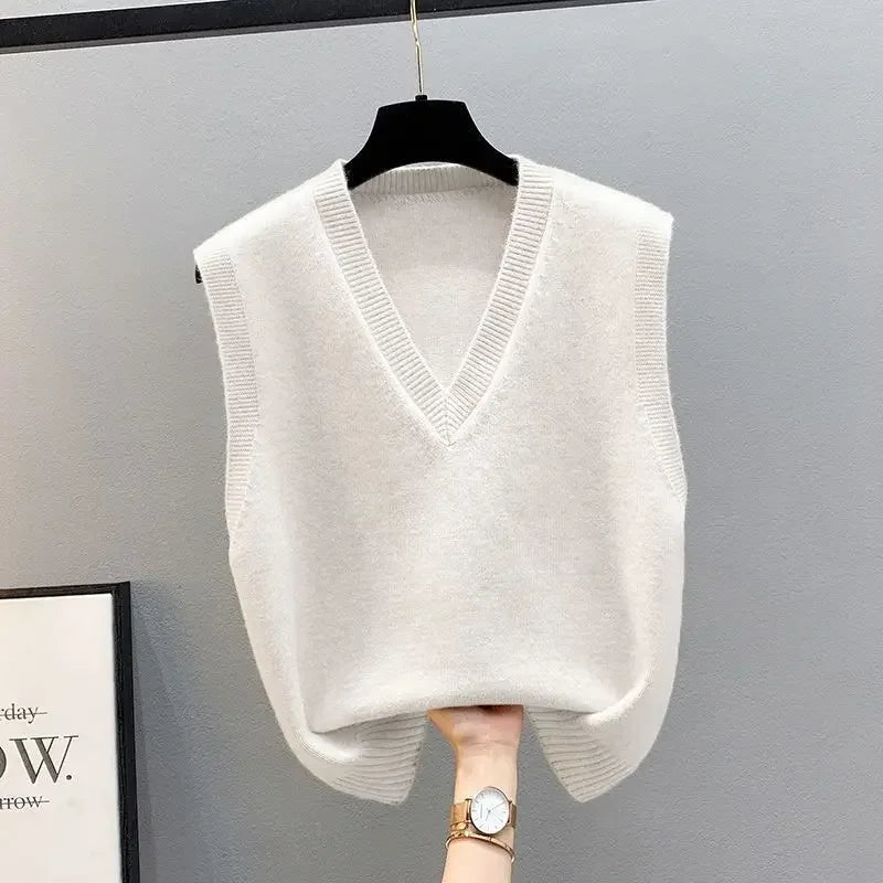 Women's Sleeveless Knitted Sweater Loose V Neck Sleeveless Knitwear Vest for Women Crop Knit Gilet Solid Color Waistcoat Machine Wash Dry Clean Hand Wash Women's Sleeveless Knitted Sweater Loose V Neck Sleeveless Knitwear Vest for Women Crop Knit Gilet Solid Color Waistcoat Machine Wash Dry Clean Hand Wash