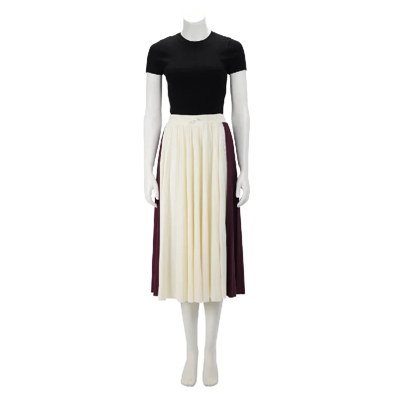 Valentino White & Plum Lycra Pleated Midi Skirt S corduroy skirt durable