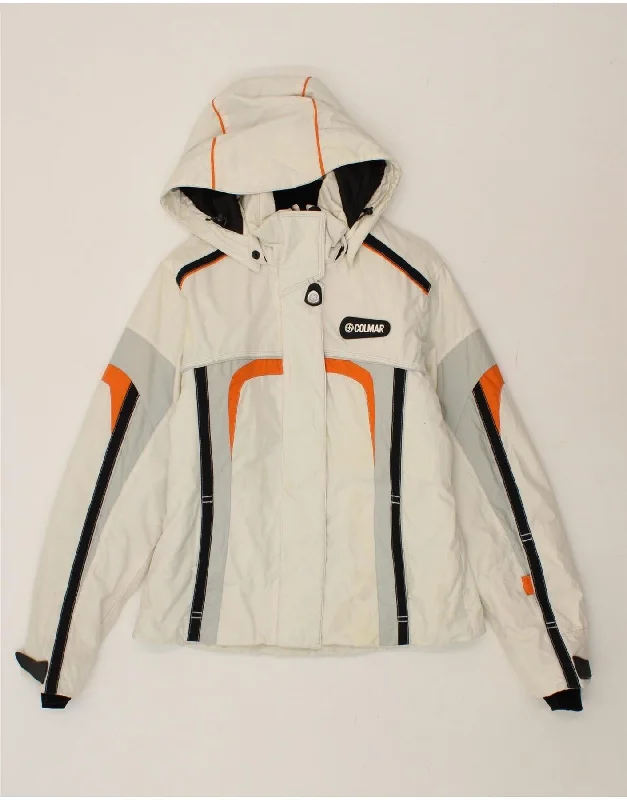 COLMAR Womens Hooded Windbreaker Jacket IT 46 Large White Colourblock Wool Jacket Cashmere Jacket Tweed Jacket COLMAR Womens Hooded Windbreaker Jacket IT 46 Large White Colourblock Wool Jacket Cashmere Jacket Tweed Jacket