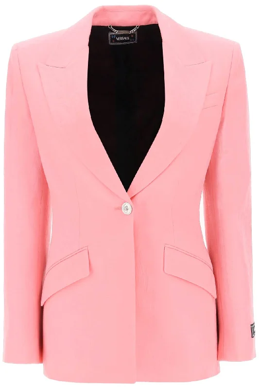 'versace allover' single-breasted jacket 1009095 1A08198 PASTEL PINK Oversized Jacket Tailored Jacket Straight Jacket 'versace allover' single-breasted jacket 1009095 1A08198 PASTEL PINK Oversized Jacket Tailored Jacket Straight Jacket