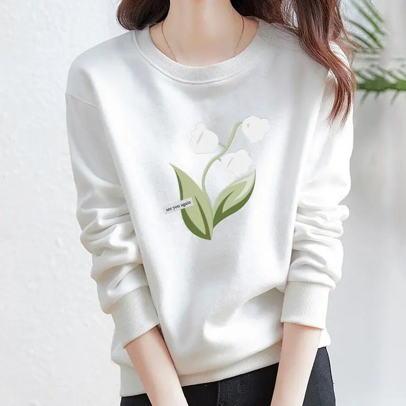 Women's Printing Flower Sweater Spring and Autumn 2023 New Fashion Round Neck Age Reducing All-match Slim Long Sleeve Top Striped Floral Plaid Women's Printing Flower Sweater Spring and Autumn 2023 New Fashion Round Neck Age Reducing All-match Slim Long Sleeve Top Striped Floral Plaid