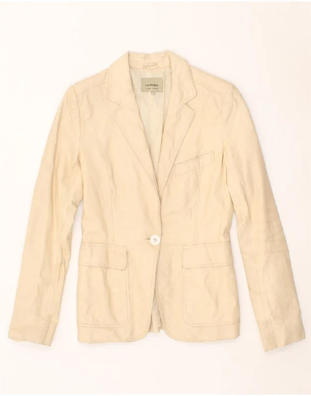 CONBIPEL Womens Leather 1 Button Blazer Jacket IT 42 Medium Beige Leather Corduroy Jacket Velvet Jacket Brocade Jacket CONBIPEL Womens Leather 1 Button Blazer Jacket IT 42 Medium Beige Leather Corduroy Jacket Velvet Jacket Brocade Jacket