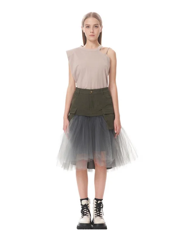 Military Tulle Skirt asymmetrical skirt cut