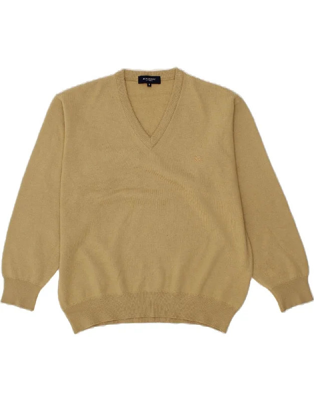 BURBERRY Womens V-Neck Jumper Sweater Small Beige Merino Wool Fleece Fabric Down Fabric Feather Fabric BURBERRY Womens V-Neck Jumper Sweater Small Beige Merino Wool Fleece Fabric Down Fabric Feather Fabric