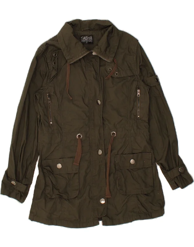 VINTAGE Womens Utility Jacket UK 10 Small Khaki Cotton One-Shoulder Jacket Off-the-Shoulder Jacket Asymmetrical Jacket VINTAGE Womens Utility Jacket UK 10 Small Khaki Cotton One-Shoulder Jacket Off-the-Shoulder Jacket Asymmetrical Jacket