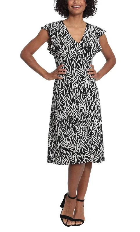 London Times T6085M - Printed Ruffle Sleeve Dress Tunics Modern contemporary