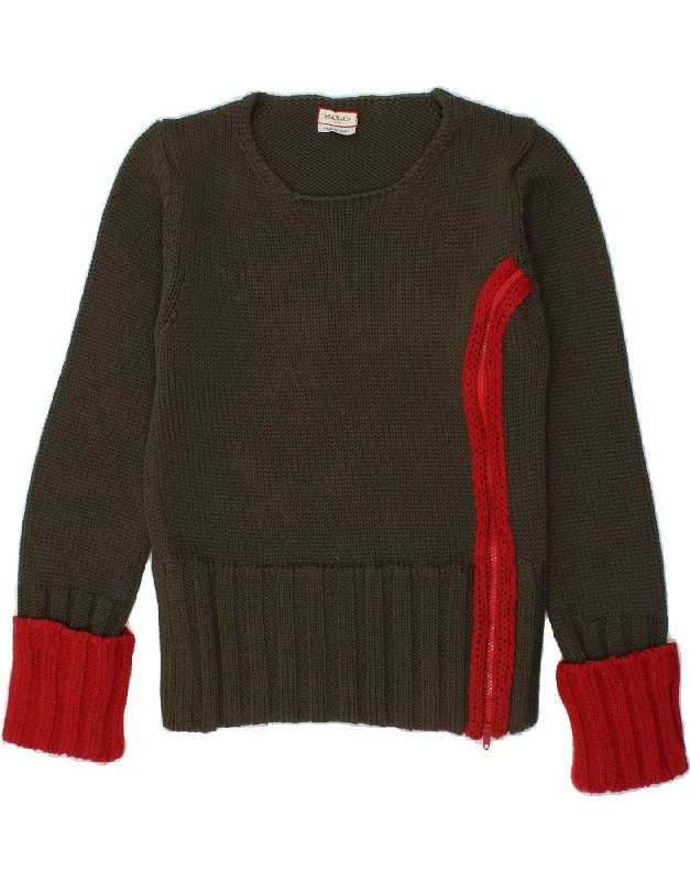 MAX & CO. Womens Boat Neck Jumper Sweater UK 10 Small Khaki Virgin Wool Front Pockets Side Pockets Patch Pockets MAX & CO. Womens Boat Neck Jumper Sweater UK 10 Small Khaki Virgin Wool Front Pockets Side Pockets Patch Pockets
